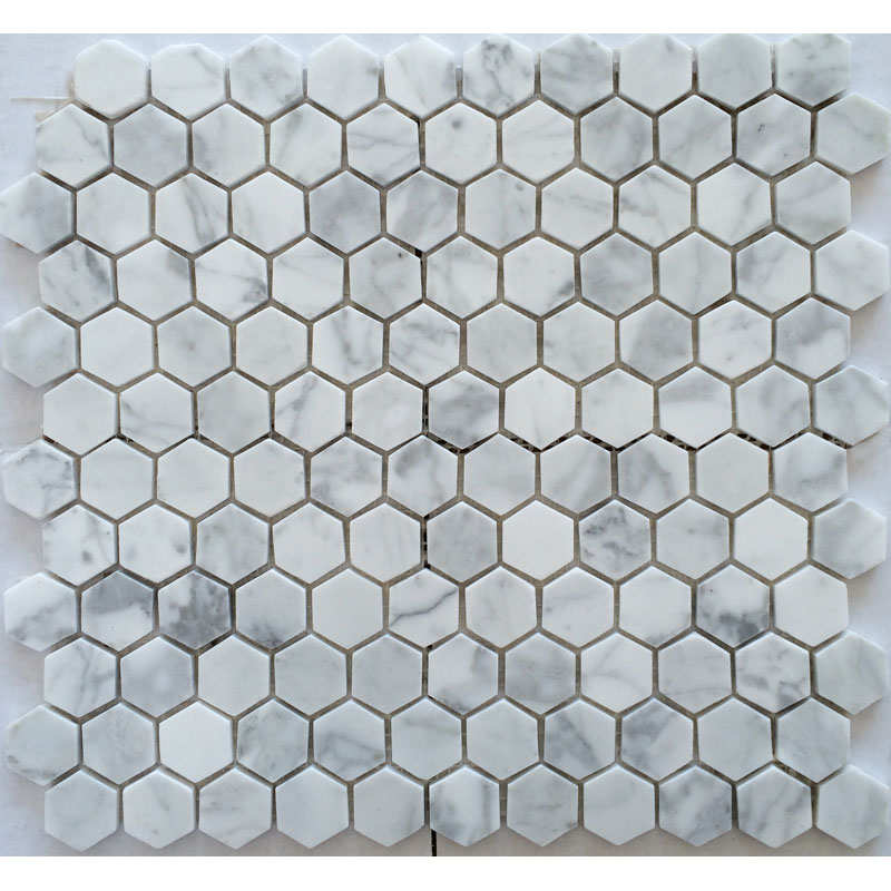 大理石白色六边形马赛克墙贴地砖石材卡拉拉白水池U背景墙浴室吧