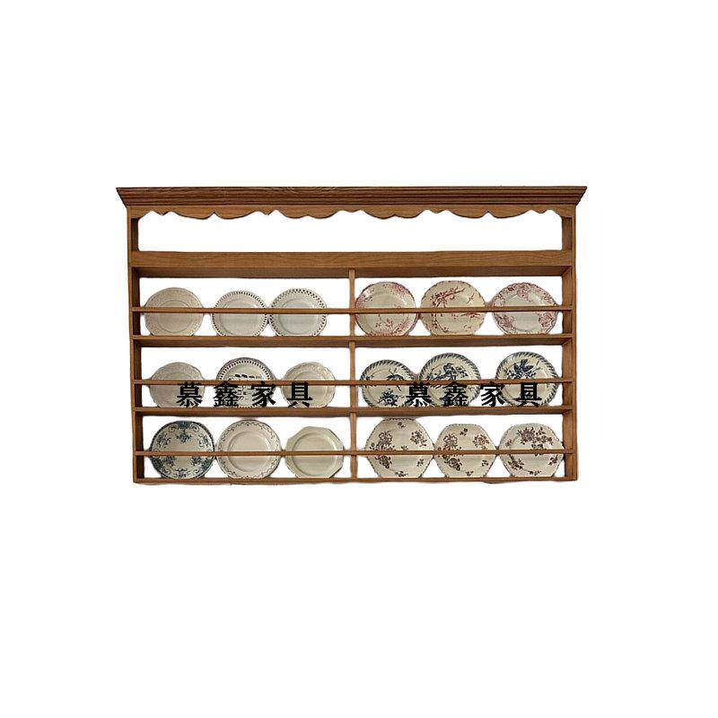 中古实木餐厅咖啡厅壁挂式置物杯架覆古桌面碗碟展示多宝格博古架