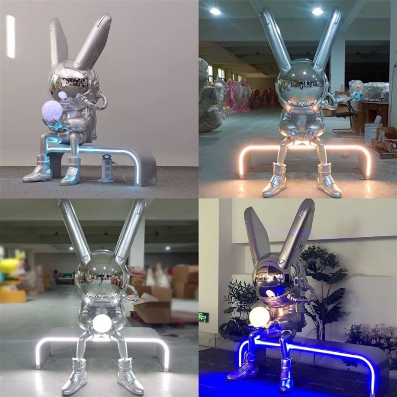 卡通网红robbi太空兔大摆件雕塑大型落地摆件酒店饭厅酒X吧KTV装