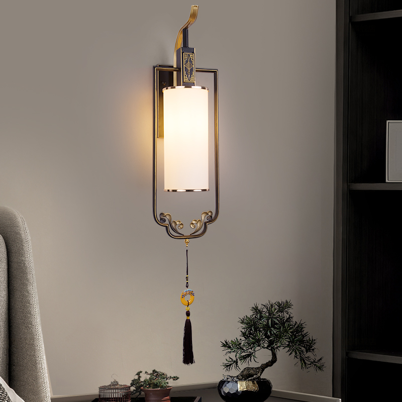 新中式壁灯客厅背景墙灯卧室床头灯中式禅意简Q约楼梯灯墙灯充电