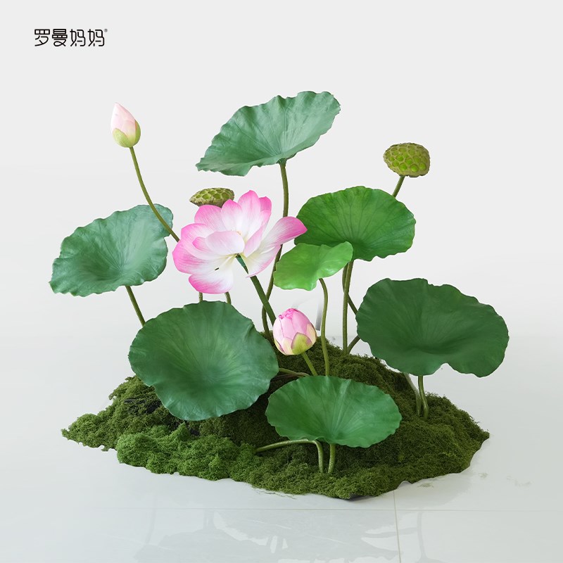 荷花彷真花造景新k中式彷生植物假荷叶荷花道具摆件落地装饰景观