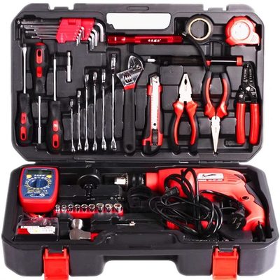 电钻工具箱72组万用表五金工具家用冲击钻件套组合套装工具套带