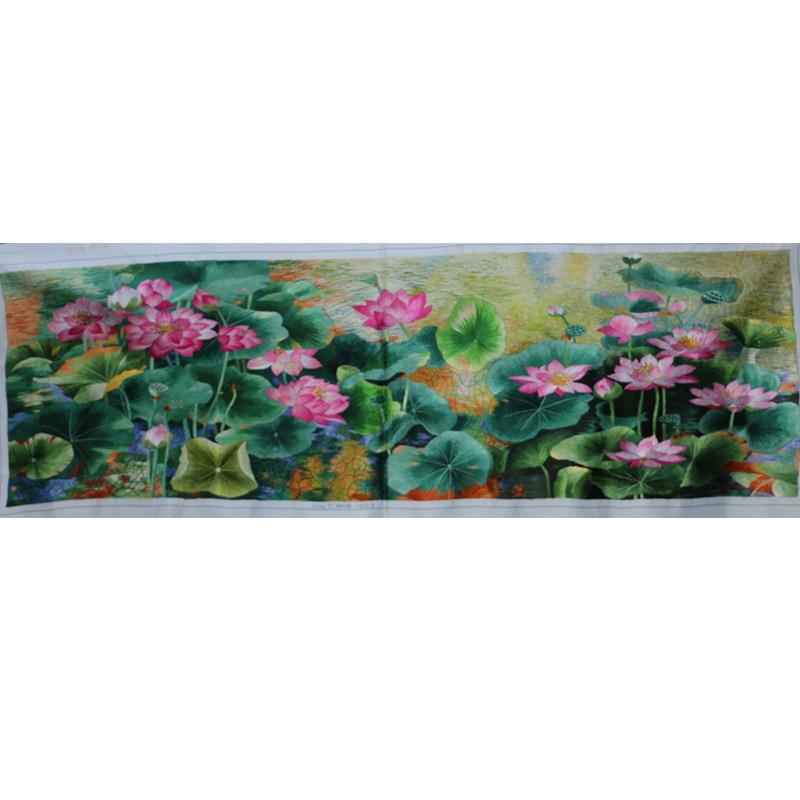 厂家供应苏绣客厅餐厅办公室装饰画手工刺绣池塘莲花风景画绣片