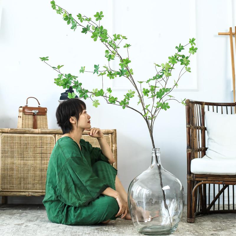 吊钟马醉木南天竹花瓶北欧透明大肚玻璃花瓶插花水培小口桌面花瓶