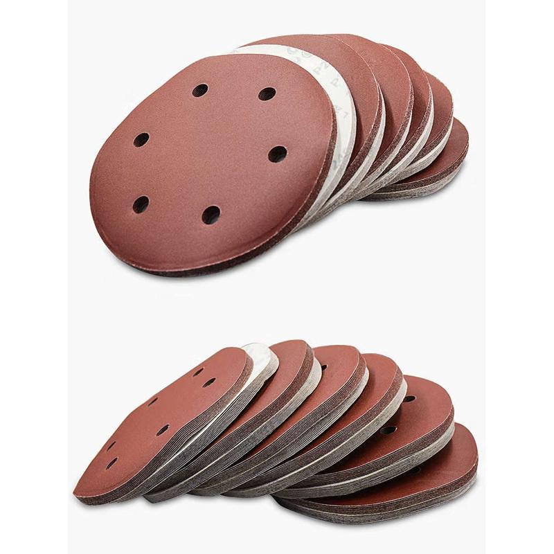 沙孔磨圆形绒墙面9纸6干白打磨机植砂L纸磨片粘寸砂纸圆盘自