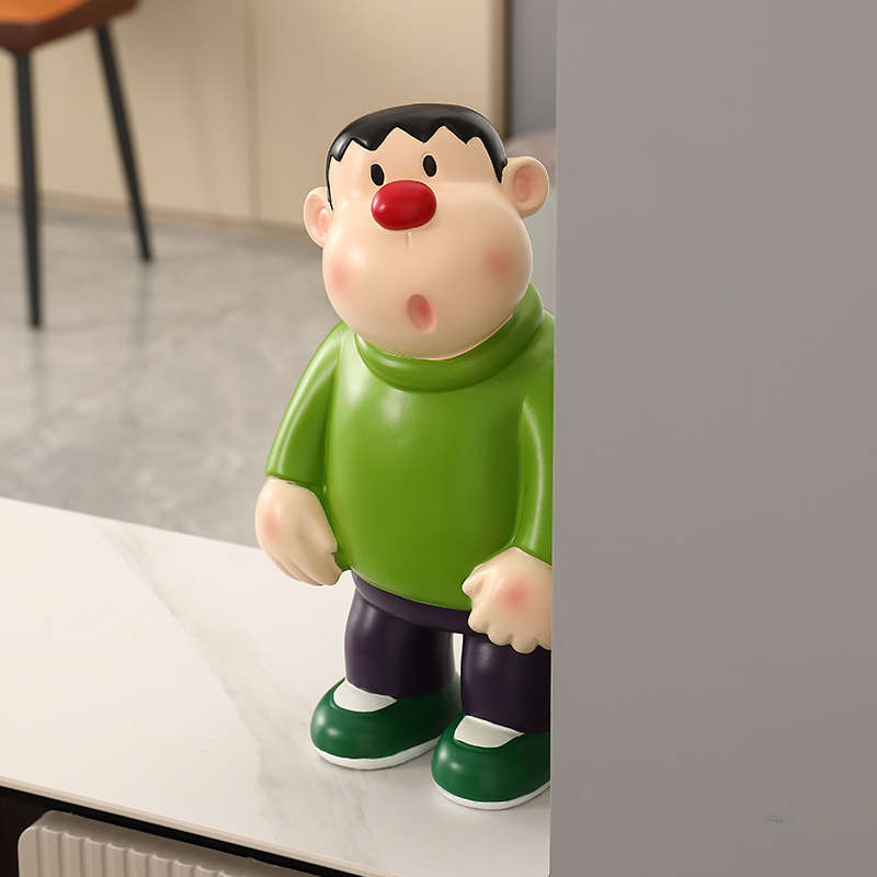胖虎歪头摆件大号客厅电视柜旁落地装饰品K网红创意玄关电视柜潮