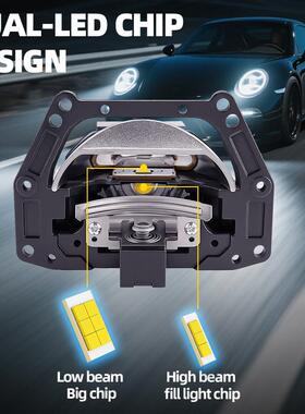 三为车灯 LK8S 3寸方形矩阵60瓦6000K 高亮LED双光透镜汽车大灯