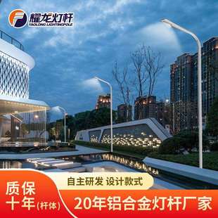工业物流园户外监控杆铝合金路灯杆 单双臂6米8米9m12m不锈钢灯杆