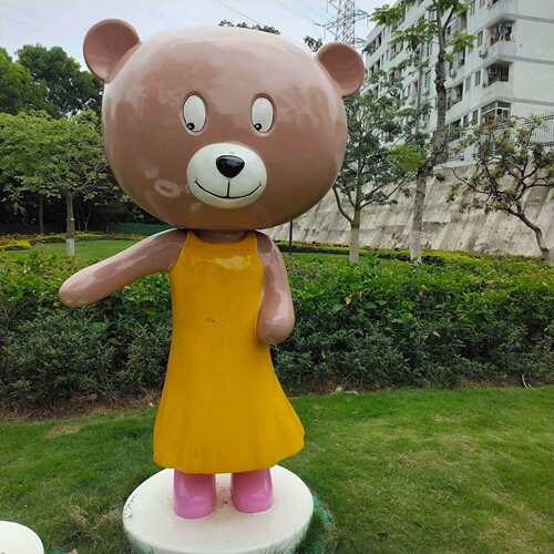 商业美陈公仔玻璃钢雕塑熊定 制学校户外装饰摆件玻璃钢动物雕塑