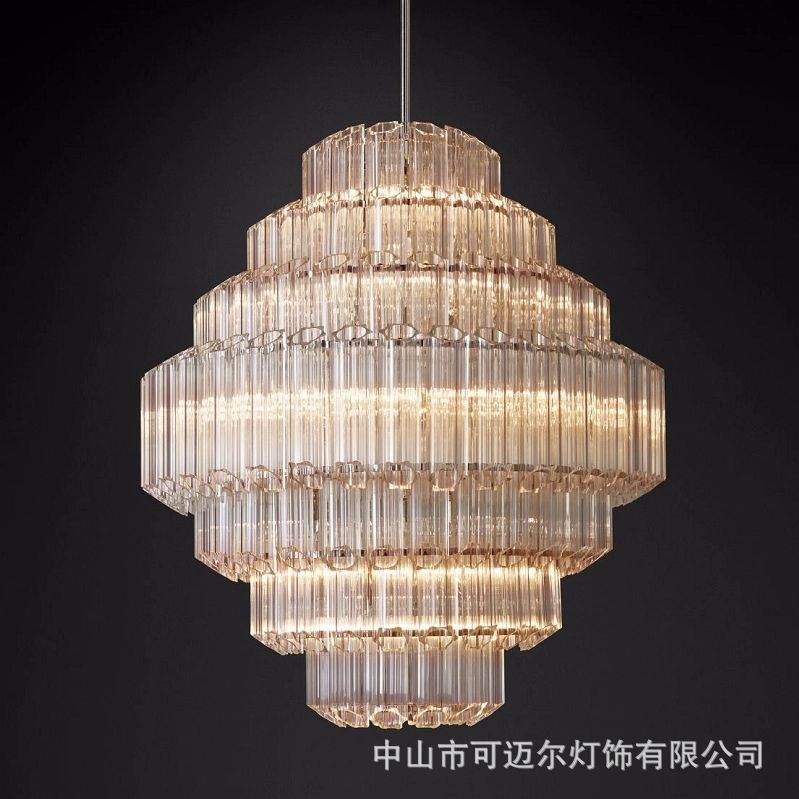 RH美式梅花玻璃管吊灯现代简约客厅奢华设计师软装别墅大气吊灯具
