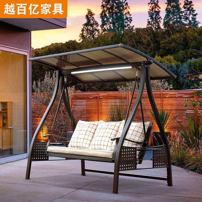 秋千别墅金属吊椅铁艺摇篮庭院秋千床室内室外花园吊篮椅悬挂式