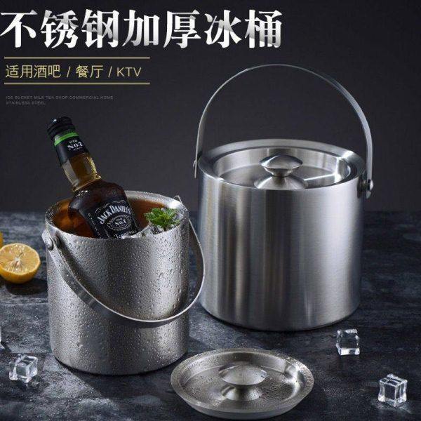 304不锈钢冰桶香槟桶啤酒桶红酒桶保温双层直形酒吧KTV手提带盖,餐饮具,冰桶,淘宝优惠券,粉丝福利购,淘宝优惠卷