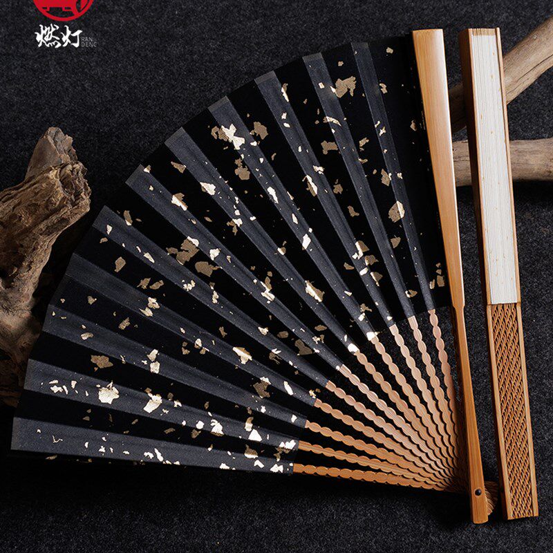 9.5寸18方龙鳞转轮打扇x黄精香旧料手工折扇中国风古风空白扇