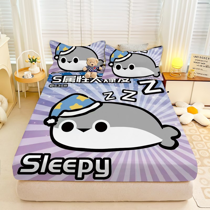 搞怪萨卡班甲鱼表情包床上单品卧室可爱床L笠席梦思床垫床套保护