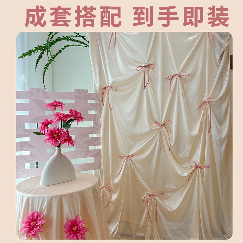 蝴蝶结拍照道具摄影幔加厚布订婚透客厅背景墙装饰画不生日布置