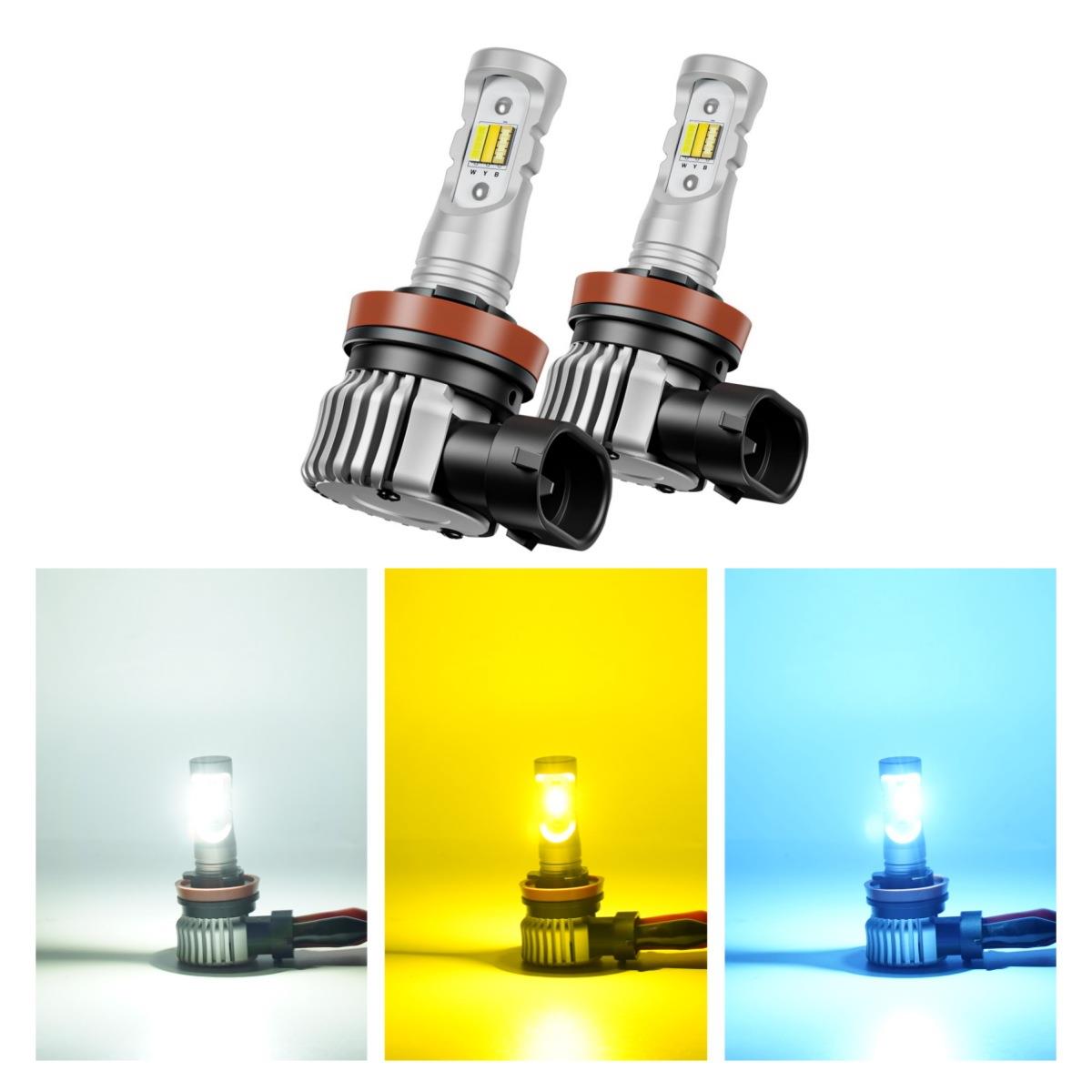 H8 H11 H16一体化不带风扇 黄光/白光/蓝光 3色汽车LED雾灯