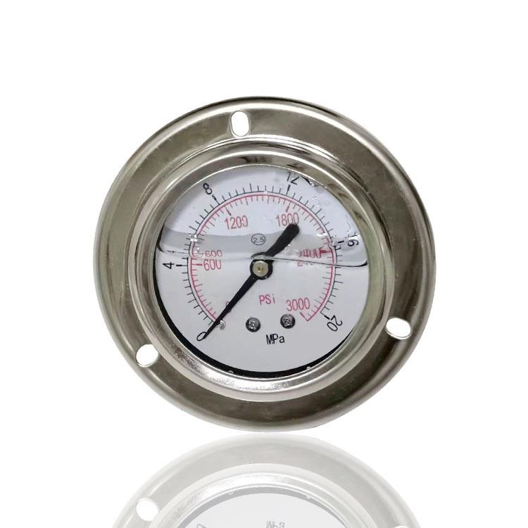 全钢耐震压力表不锈钢轴向带前边304埋入法兰YNBF60ZT 20MPA G1/4