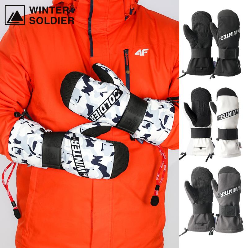 厂家刻滑耐磨凯夫拉手套内置护腕冬季防水抗寒保暖单板滑雪手套男