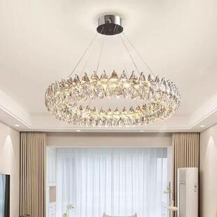轻奢水晶客厅餐厅卧室吊灯中山led主灯灯具现代灯泡风三色变光