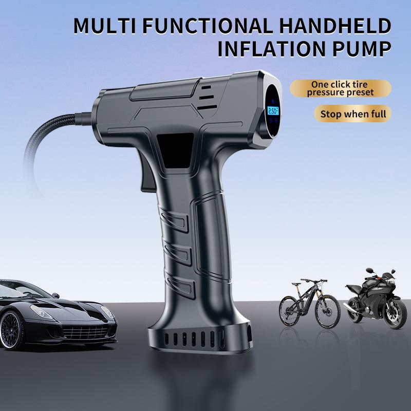 跨境车载充气泵照明充电充气bicycle pump便携式无线轮胎打气泵