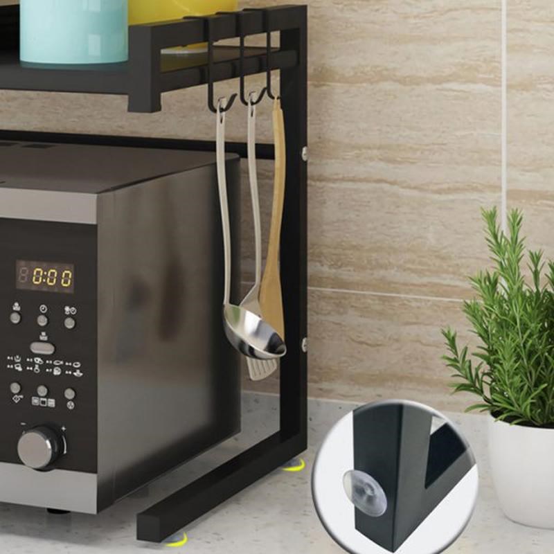 可伸缩厨房置物架微波炉架子烤箱收纳家用L双层台面桌面电饭锅橱