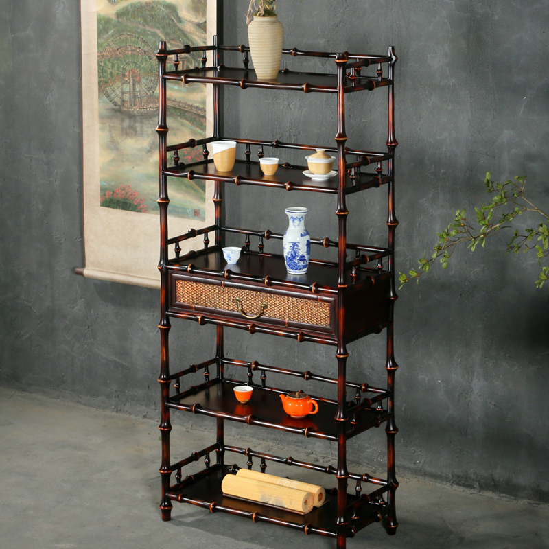 热销手工a竹制筇竹中式博古架展示柜置物架多层收纳架茶具书架储