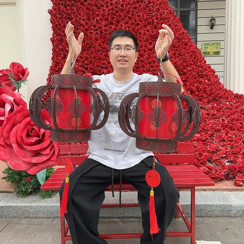 古风红灯笼挂饰2024新款阳台大门旋转走马灯高端乔W迁宫灯吊饰灯