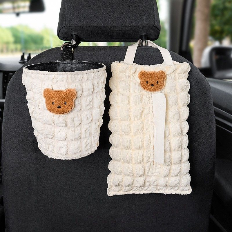 车载创意可爱纸巾盒车载收纳挂袋车载抽纸L盒扶手箱车装饰用品大