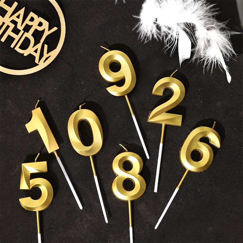 生日蜡烛钻石金色数字0-9happyz birthday123字母蜡烛派对装饰