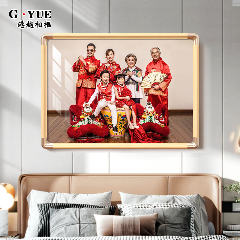仿铜圆角全家福相框挂墙冲洗照片打印加放大做成2R4 32寸空框定制
