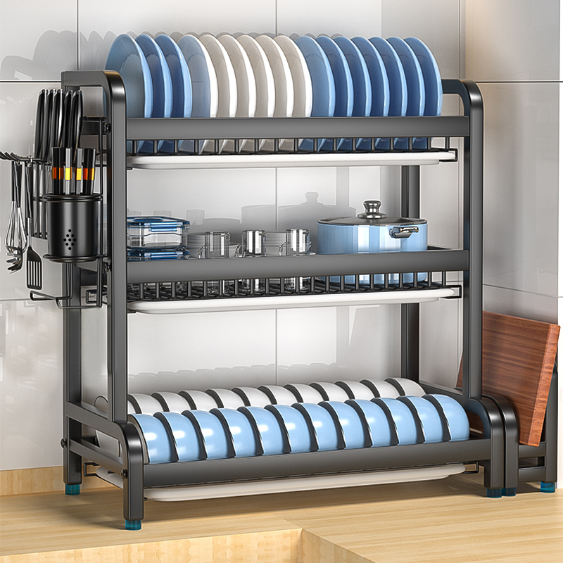 不锈钢碗b碟沥水架厨房放碗盘架子多功能台面收纳盒碗筷碗柜置物