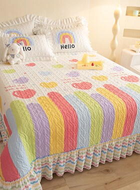 韩式床盖单件加g棉绗缝床裙厚款床单被套四件套2024新款四季通用