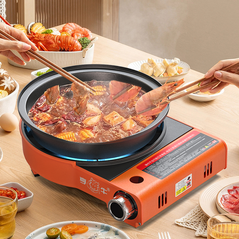 圆形卡式炉商用多功能鸳鸯火锅便携式燃气M防风卡磁炉家用瓦斯炉