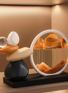 时来运转流沙画摆件客厅电视柜酒B柜玄关轻奢高档高级装饰品办公