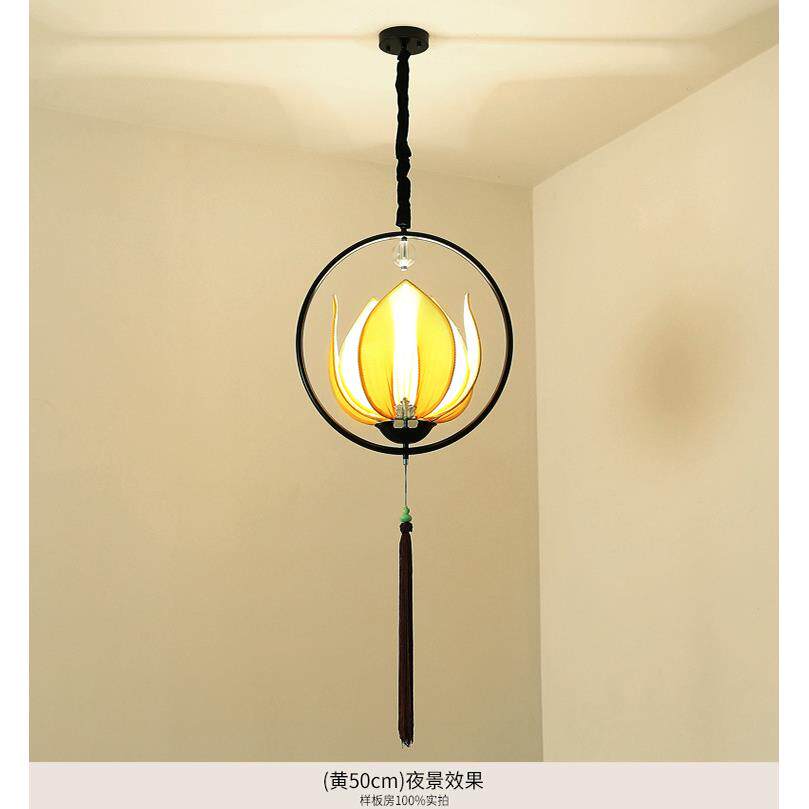 新中式荷花吊灯创意个性莲花灯餐厅书房灯具北欧仿古茶楼吧台灯饰