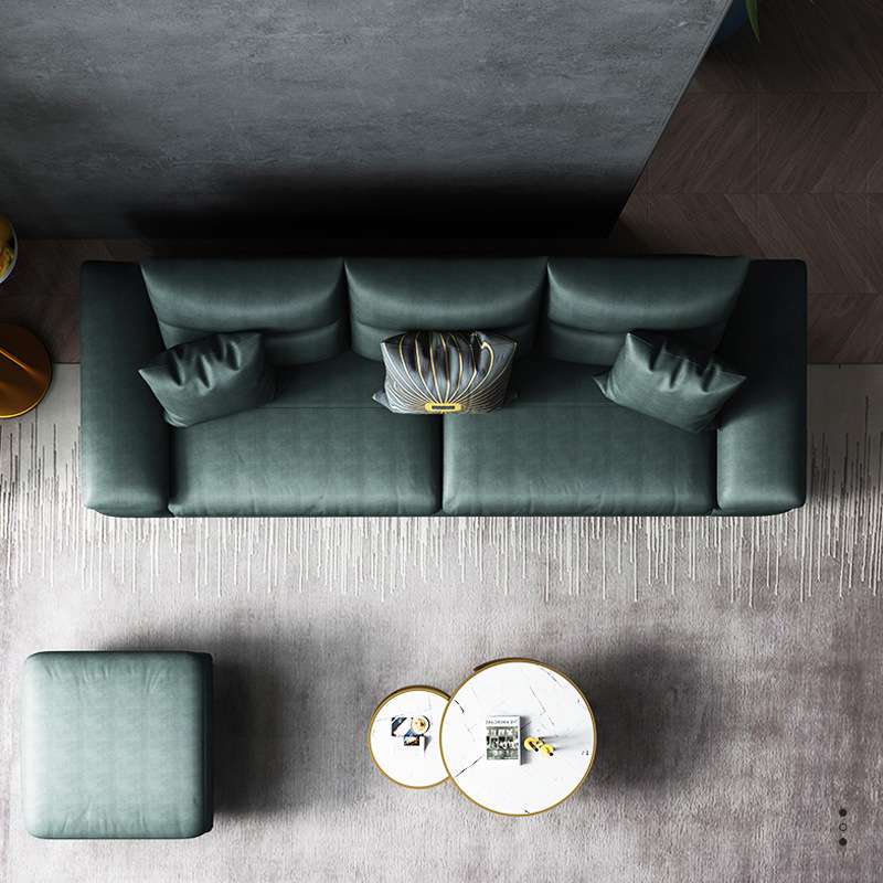 2米沙发意式简奢现代客厅科技布大三人位墨绿色高脚大扶手沙发