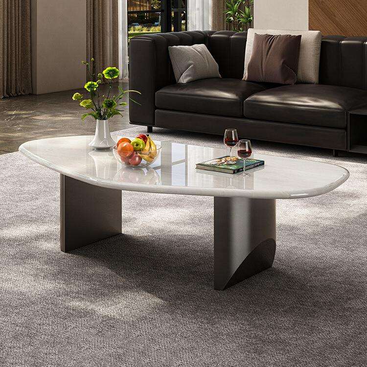 天然奢石异形茶几大理石轻奢高端卡里冰玉家用新款意式设计师茶几