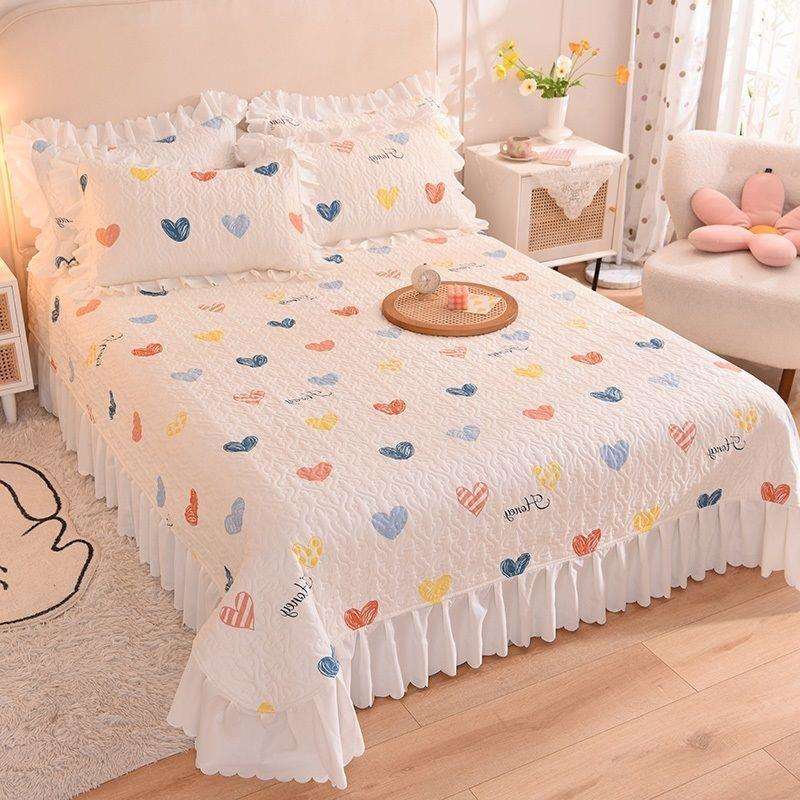 韩式公主风床裙花边床单四季夹棉床盖床单件榻榻米床垫防滑垫罗加