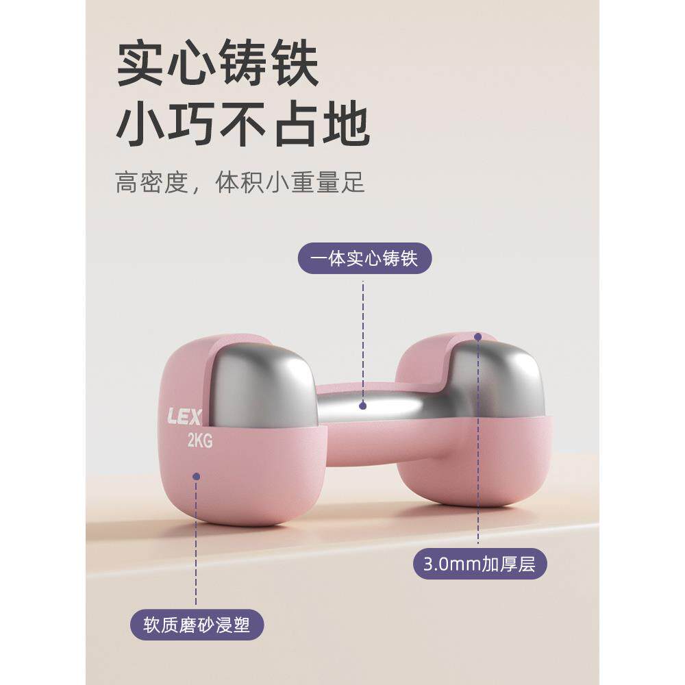 乐系小哑铃女士健身家用实心铸铁2kg5kg一对少年儿童男士力清佰乐