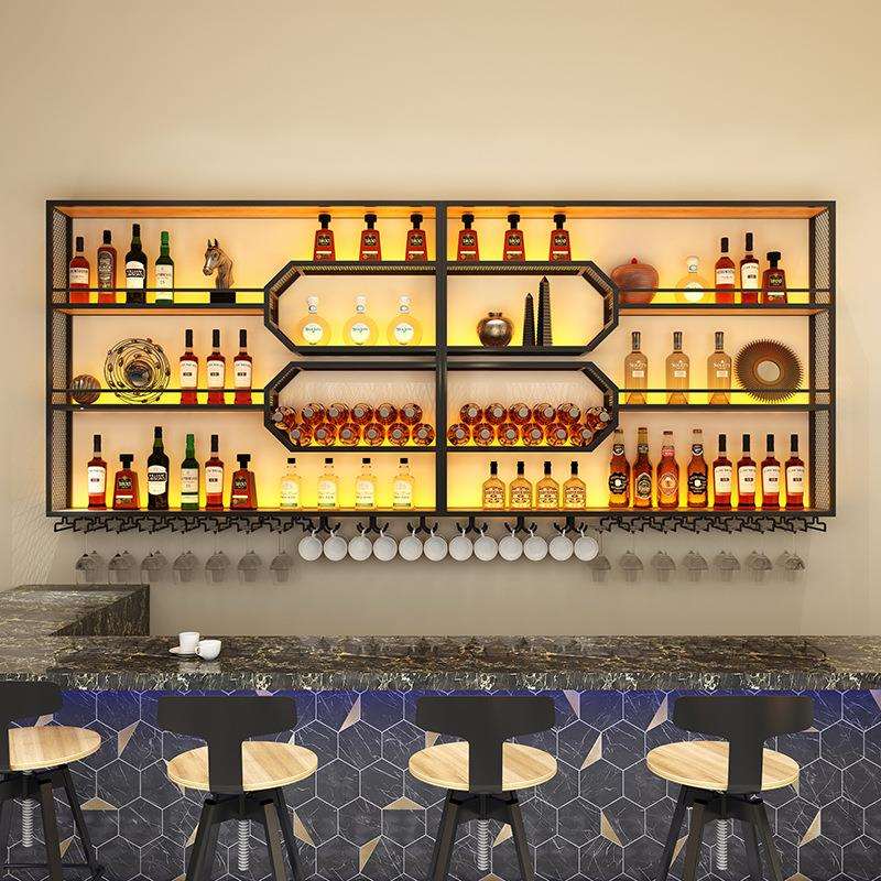 酒吧吧台酒架餐厅壁挂酒柜展示架悬挂式墙面红酒柜储物柜家居