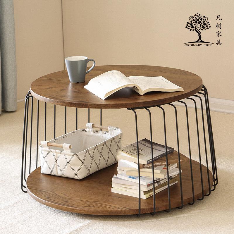 北欧客厅铁艺实木茶几 办公室简约风沙发角几 卧室床边创意小茶桌