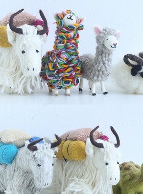羊毛毡成品戳戳乐小羊站立v公仔玩偶礼物可爱居家摆件温馨摄影道