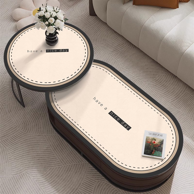 2024年新款长椭圆形桌垫简约客厅餐桌桌布防水防油防烫Z皮革茶几