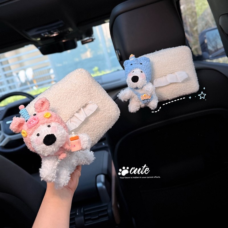 2025新款西高地车载纸巾盒车用挂D式纸巾袋前后排头枕抽纸盒可爱