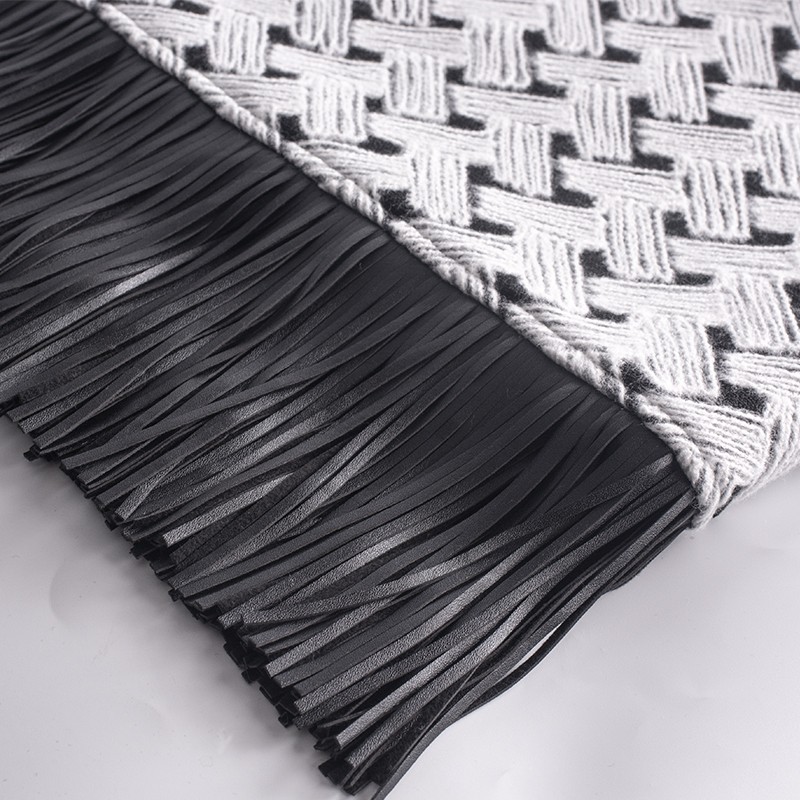 样板房床上用品搭l巾现代床尾毯轻奢卧室黑白流苏床品搭毯客厅沙