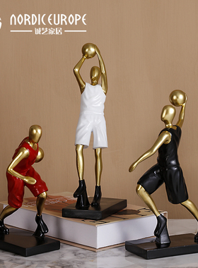现代简约篮球运动人物摆件轻奢高档书房I书柜房间办公室桌面装饰