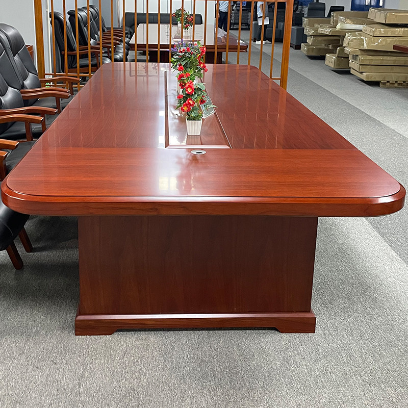 大型油漆实木会议桌长桌洽谈桌条形办H公桌传统新中式开会桌椅组