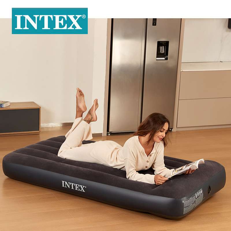 INTEX64141户外野营便携充气垫家用单双人充气床垫植绒气垫充气床