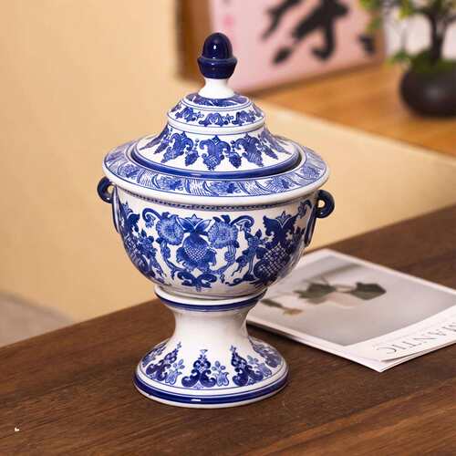 新中式陶瓷花瓶摆件客厅插花装饰品创意家居饰品奖杯陶瓷花瓶水培