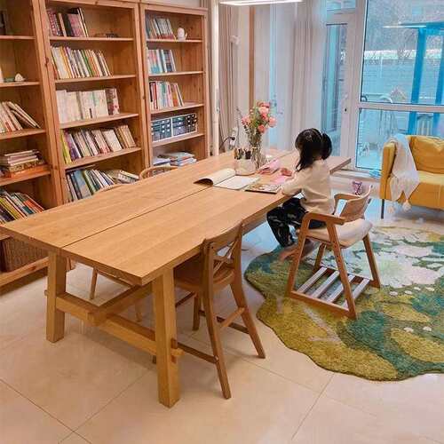 麦肯伯实木书桌工作台家用客厅学习桌白蜡木长条桌原木办公电脑桌